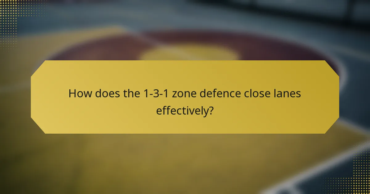 How does the 1-3-1 zone defence close lanes effectively?