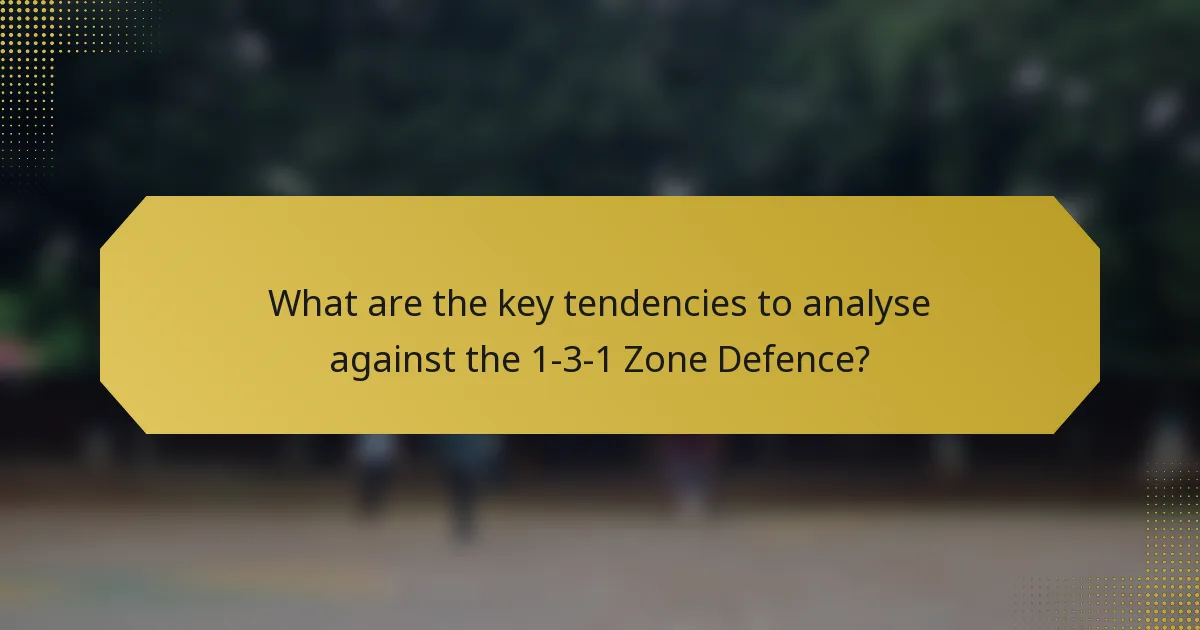What are the key tendencies to analyse against the 1-3-1 Zone Defence?