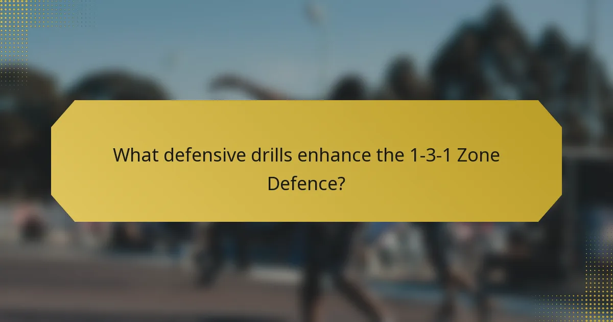 What defensive drills enhance the 1-3-1 Zone Defence?